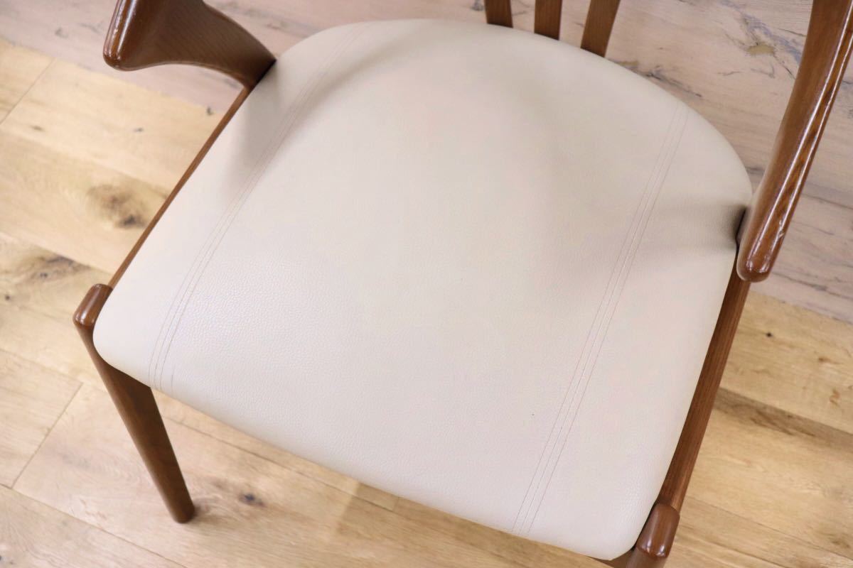 GMFH211○ダイニングチェア 食卓椅子 アームチェア 曲木 椅子 無垢材 レザー 曲線デザイン モダン