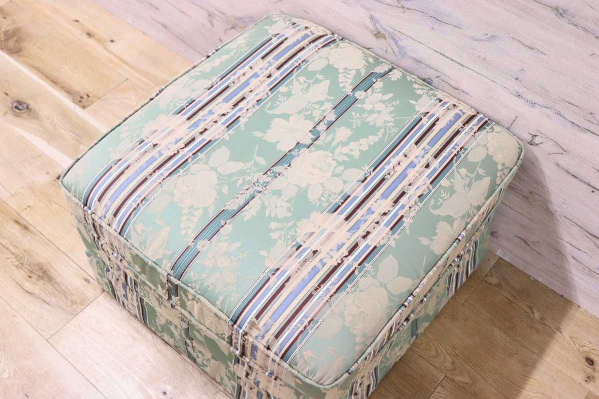 GMFN182○domani / ドマーニ カリモク最高峰 オットマン スツール エレガント ファブリック 国産家具 定価約9万円