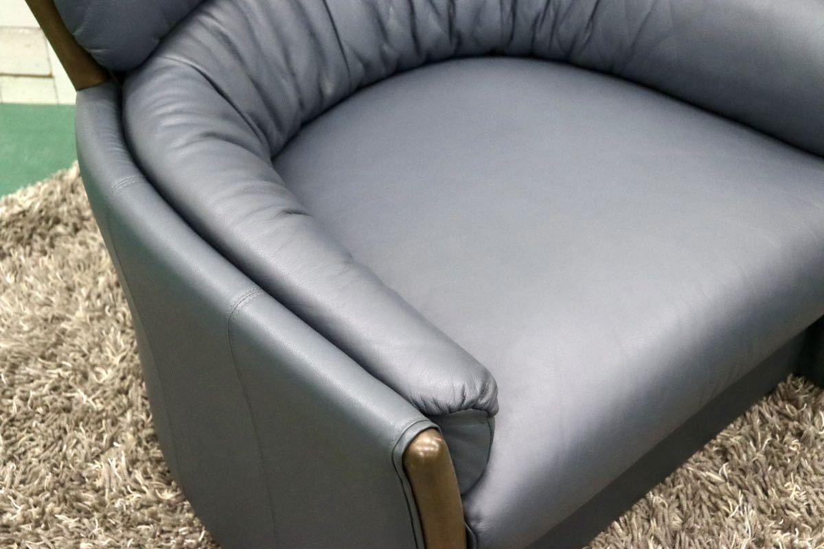 GMFK490A○karimoku / カリモク 1人掛けソファ シングルソファ ラウンジチェア 本革 楢材 応接 国産家具