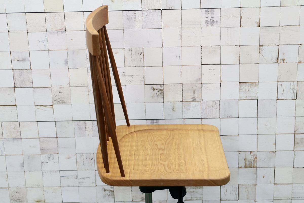 GMFT325○工房家具 デスクチェア ワークチェア タモ材×ウォールナット材 和モダン 回転椅子 書斎椅子