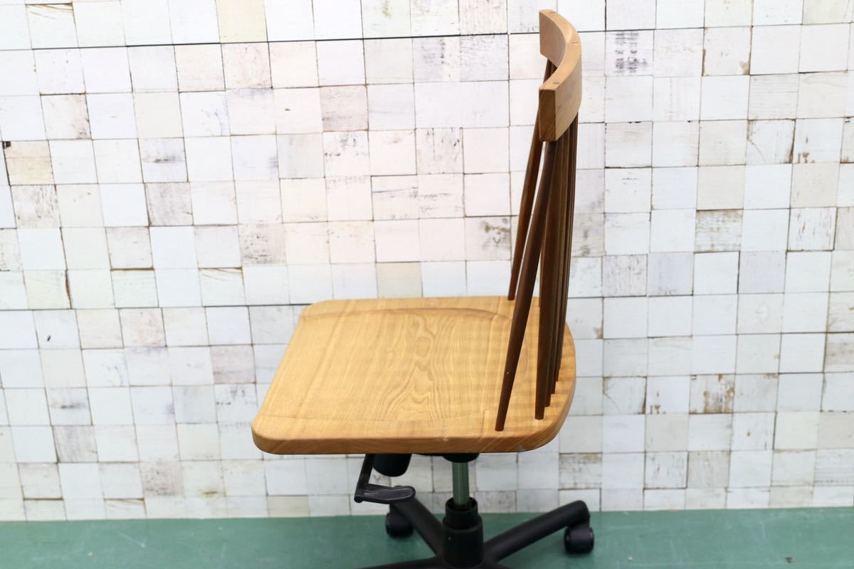 GMFT325○工房家具 デスクチェア ワークチェア タモ材×ウォールナット材 和モダン 回転椅子 書斎椅子