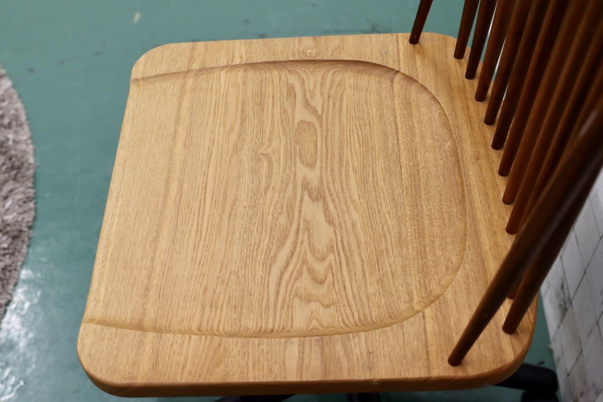 GMFT325○工房家具 デスクチェア ワークチェア タモ材×ウォールナット材 和モダン 回転椅子 書斎椅子