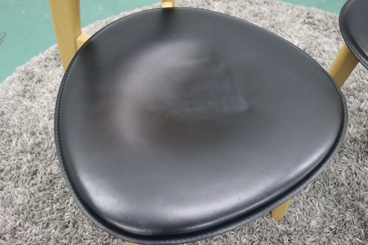 GMFT333A○Calligaris / カリガリス ISOLA イソラ Lucci&Orlandini ダイニングチェア 2脚セット ビーチ材 レザー モダン イタリア製
