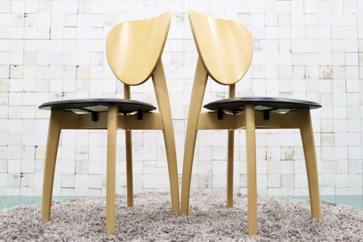 GMFT333A○Calligaris / カリガリス ISOLA イソラ Lucci&Orlandini ダイニングチェア 2脚セット ビーチ材 レザー モダン イタリア製