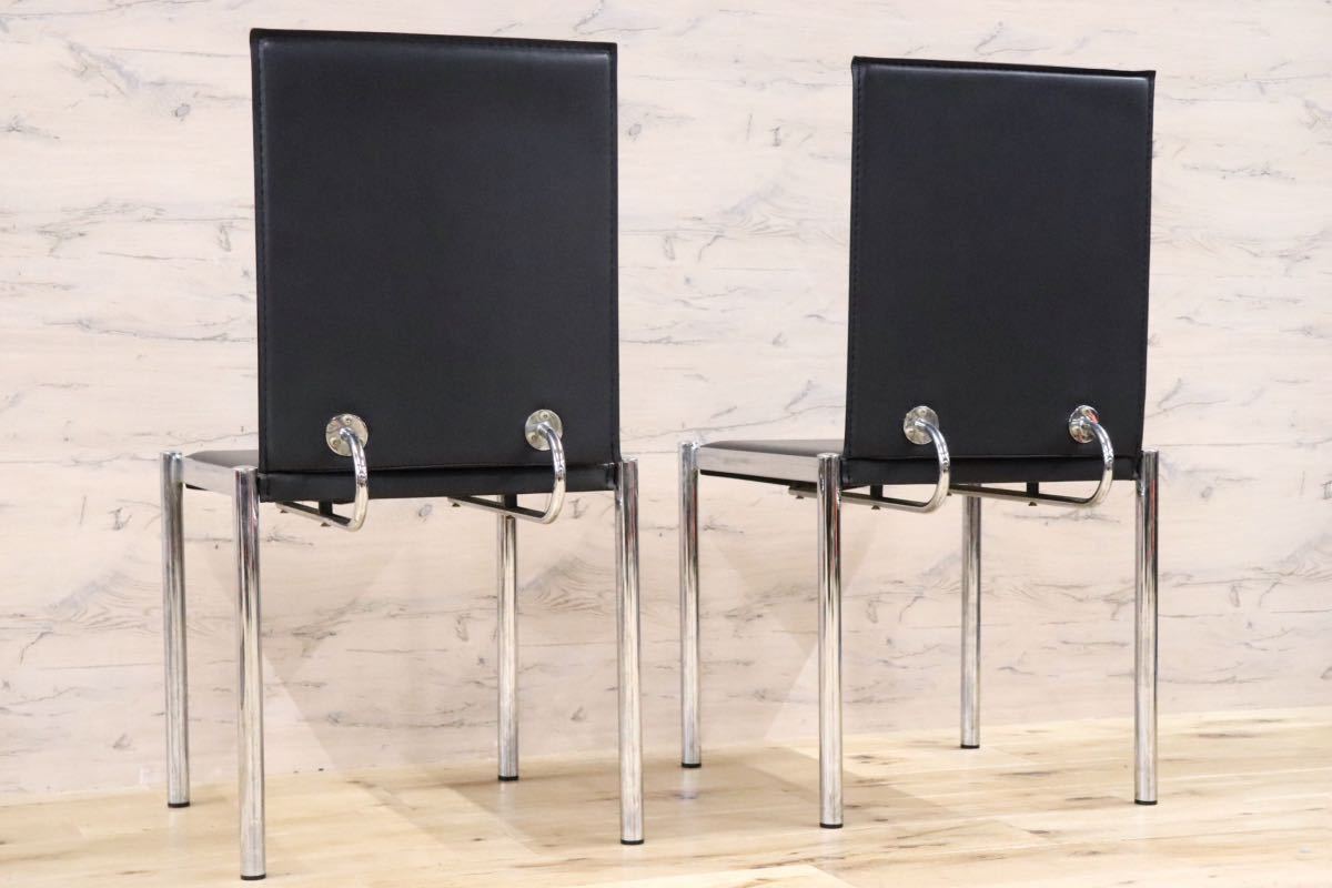 GMFK330B○ダイニングチェア アームレスチェア 椅子 スタイリッシュ レザーチェア モダン ブラック 2脚セット