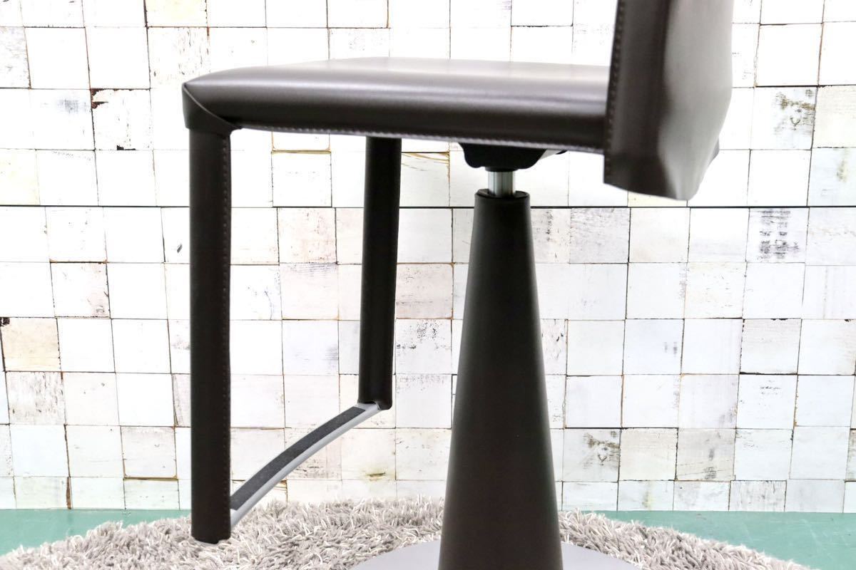 GMFS198C○Frag / フラッグ EVIA GP height-adjustable stool エビアハイアジャスタブルスツール 本革 イタリア モダン 廃番 定価約17.2万