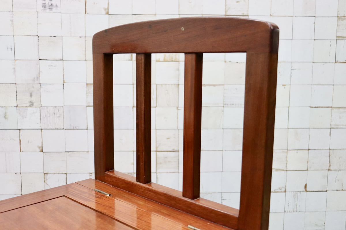 GMFT346○唐木 花梨 無垢材 ダイニングチェア 囲炉裏チェア 2脚セット 食卓椅子 和家具 収納付き 炉端 和モダン レトロ アンティーク 希少