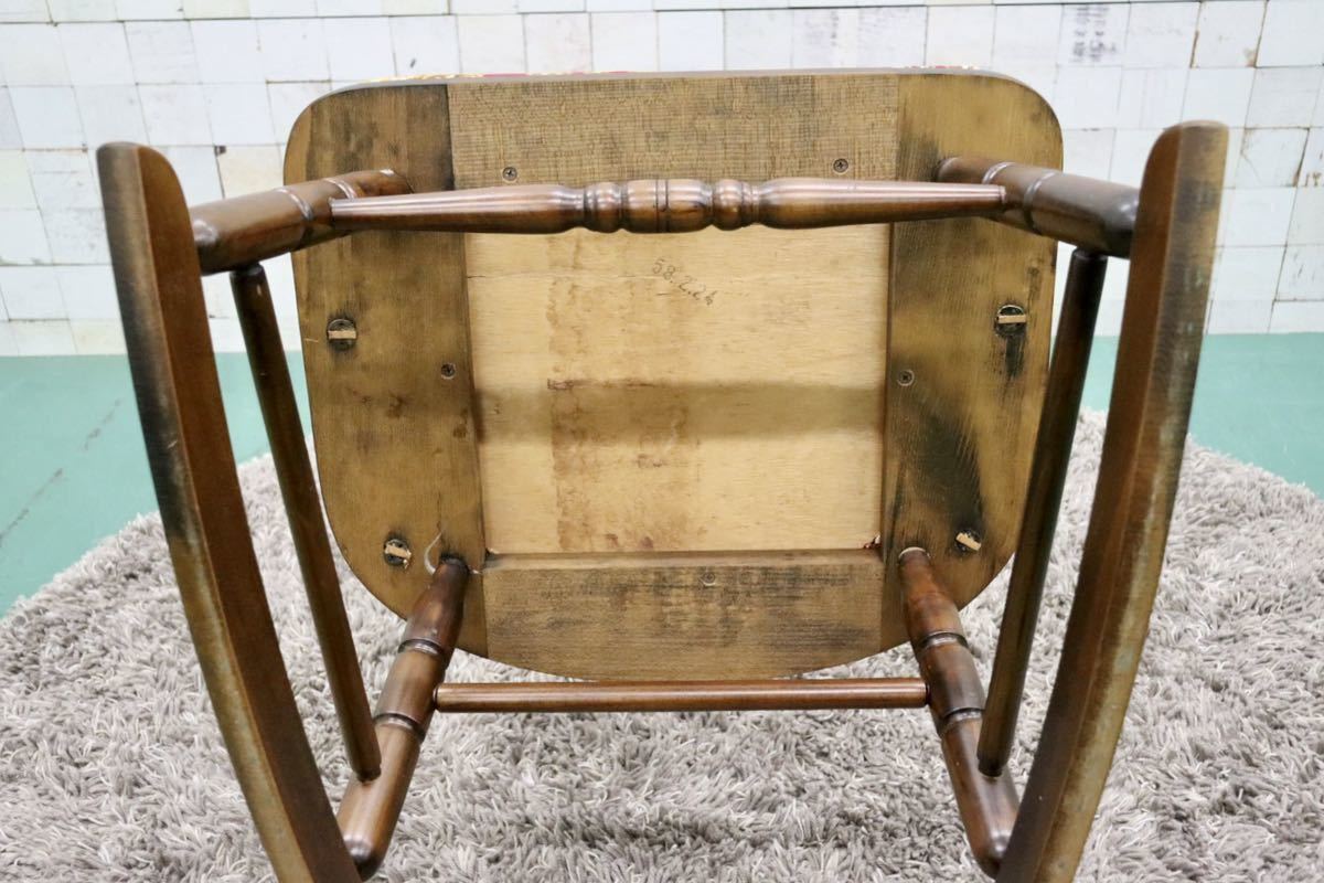 GMFS227○飛騨の家具 ヒダ・ダイネット ロッキングチェア 揺り椅子 ウィンザーチェア アームチェア ファブリック レトロ カントリー