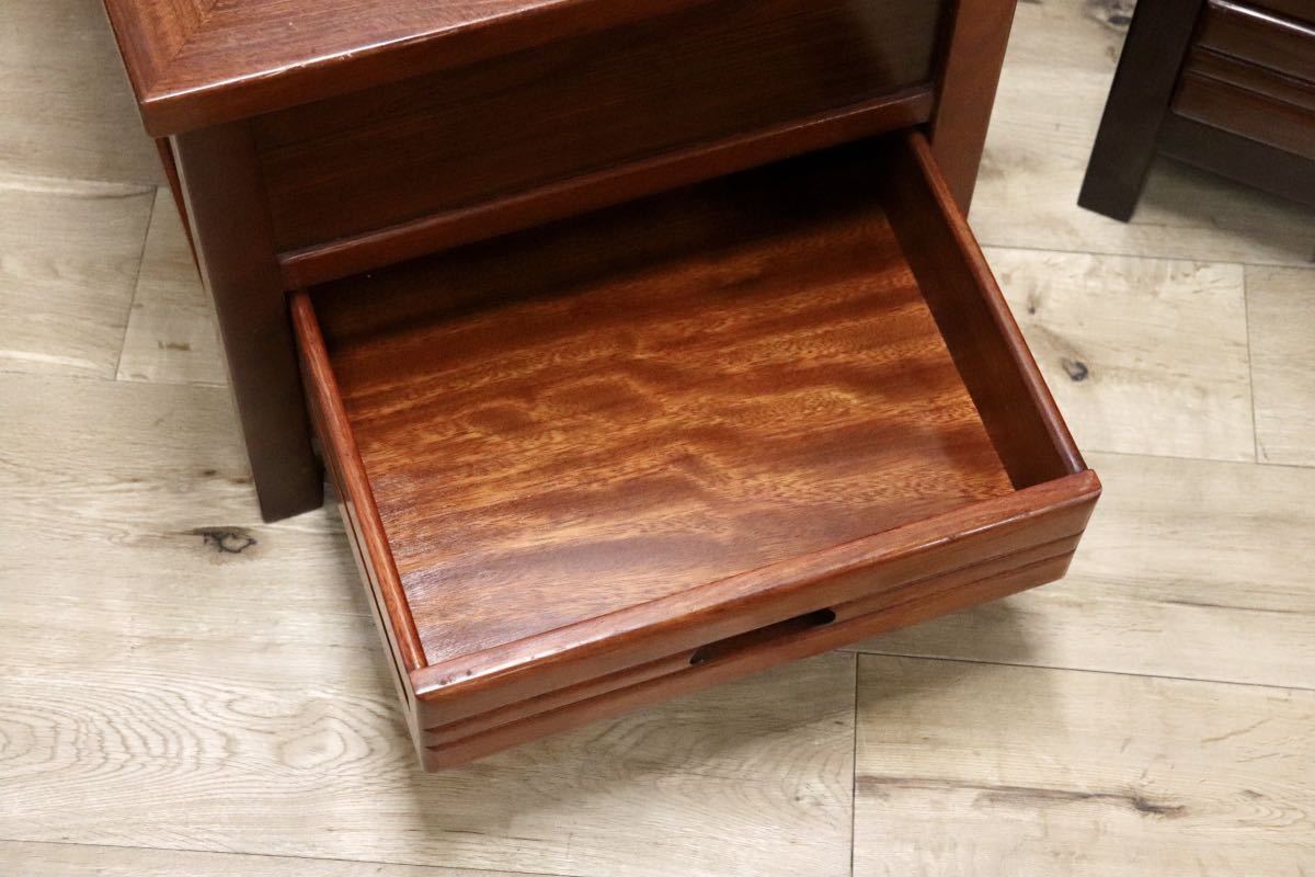 GMFN199B○唐木 花梨 無垢材 ダイニングチェア 囲炉裏チェア 2脚セット 食卓椅子 和家具 収納付き 和モダン レトロ アンティーク 希少