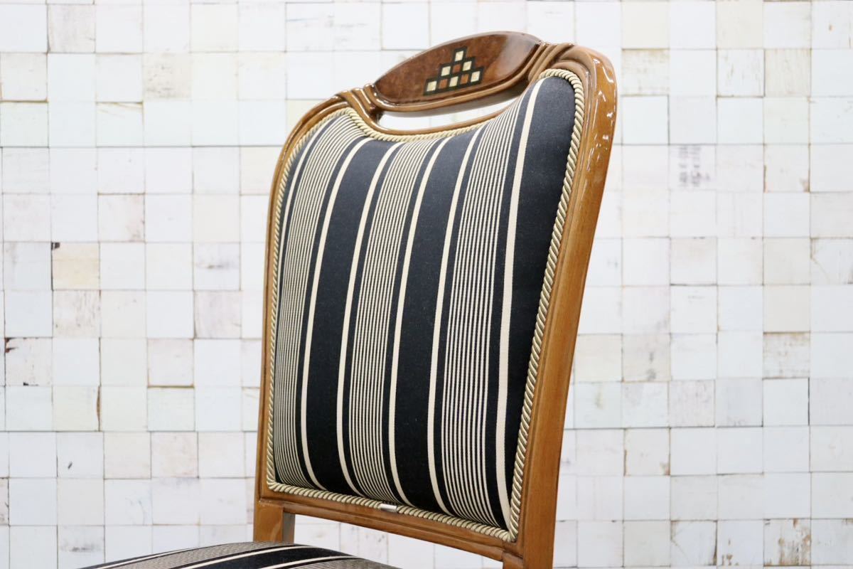 GMFK423A○イタリア製 輸入家具 ダイニングチェア 椅子 4脚セット ロココ様式 ファブリック 猫脚 クラシック エレガント 展示品