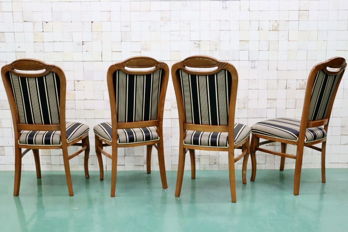 GMFK423A○イタリア製 輸入家具 ダイニングチェア 椅子 4脚セット ロココ様式 ファブリック 猫脚 クラシック エレガント 展示品