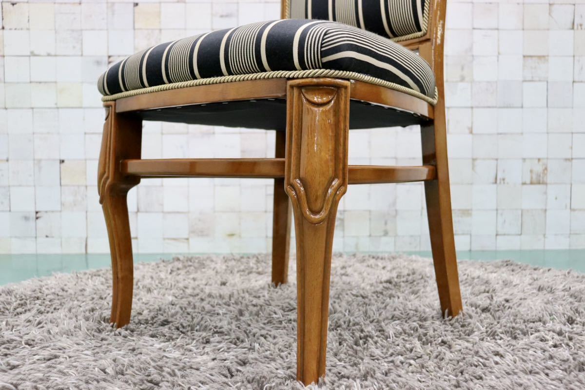 GMFK423A○イタリア製 輸入家具 ダイニングチェア 椅子 4脚セット ロココ様式 ファブリック 猫脚 クラシック エレガント 展示品