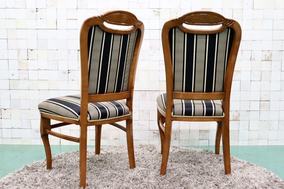 GMFK423B○イタリア製 輸入家具 ダイニングチェア 椅子 2脚セット ロココ様式 ファブリック 猫脚 クラシック エレガント 展示品