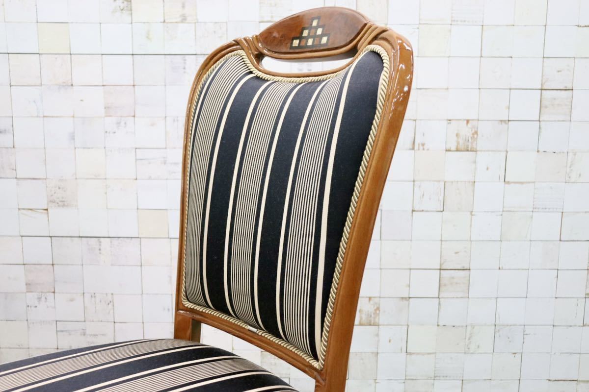 GMFK423B○イタリア製 輸入家具 ダイニングチェア 椅子 2脚セット ロココ様式 ファブリック 猫脚 クラシック エレガント 展示品