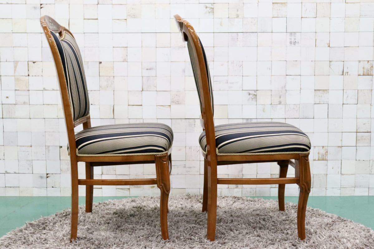 GMFK423B○イタリア製 輸入家具 ダイニングチェア 椅子 2脚セット ロココ様式 ファブリック 猫脚 クラシック エレガント 展示品