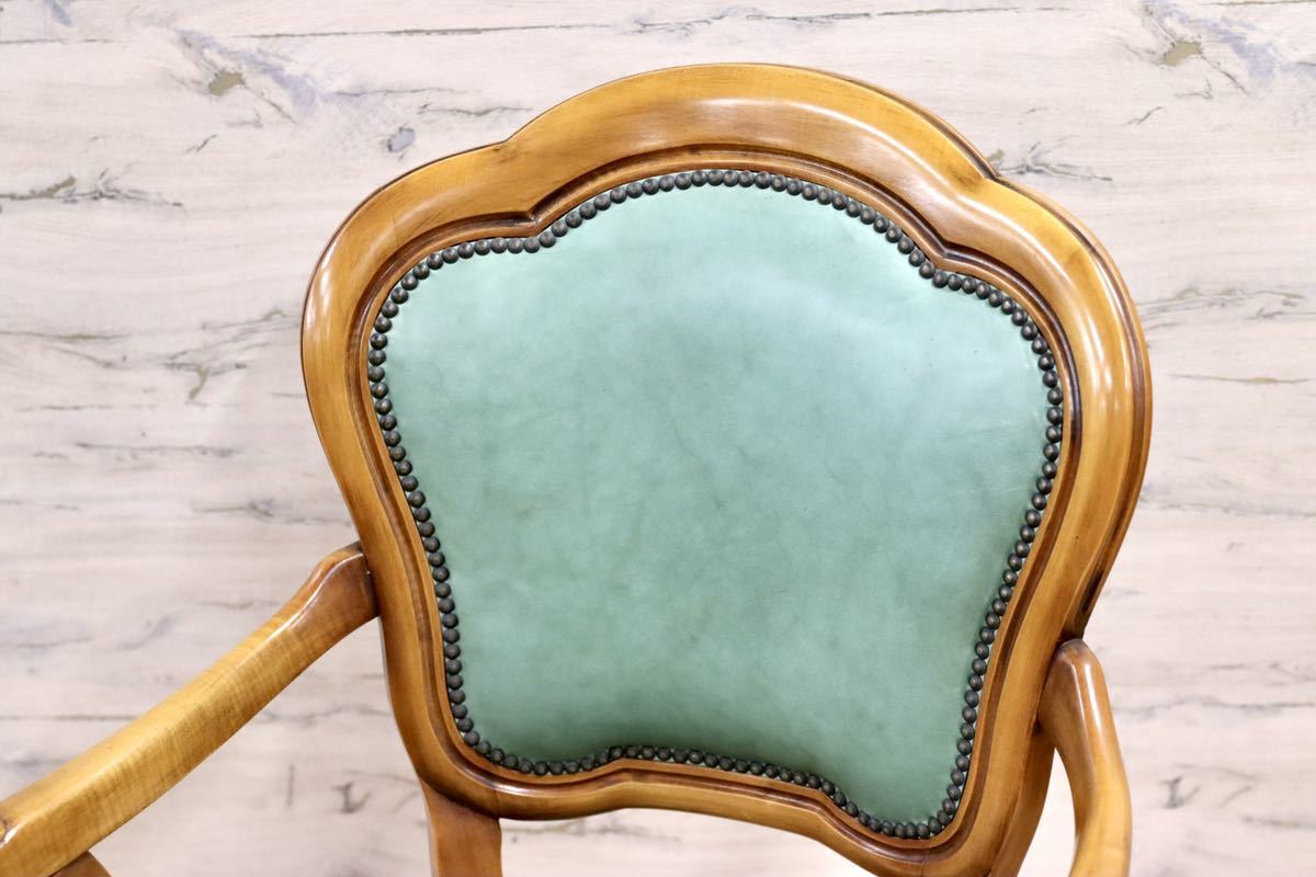 GMFH267○イタリア製 本革 デスクチェア 椅子 回転チェア 書斎 ヨーロピアン クラシック 西洋 アンティーク