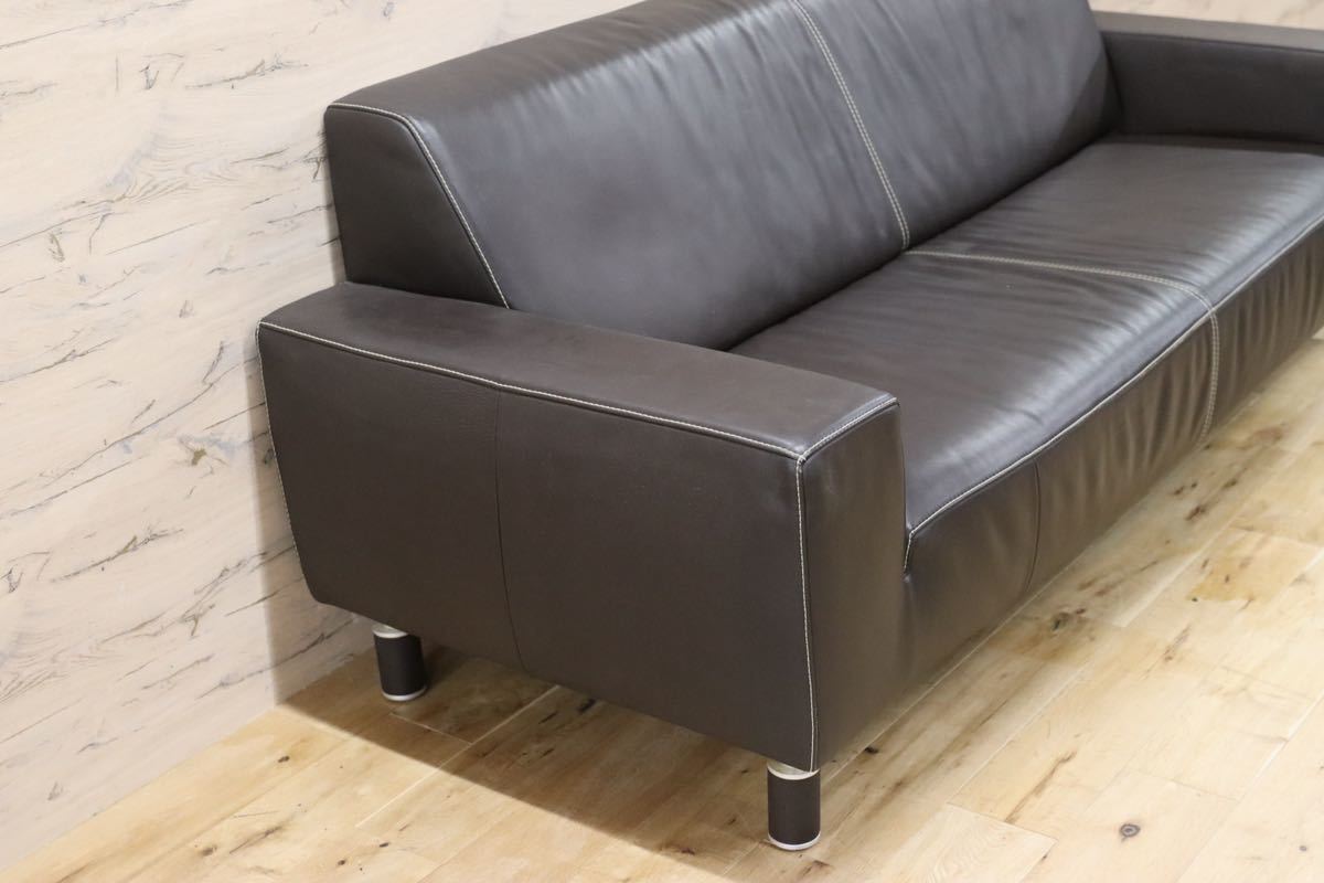 GMFK598○Gallery-M / ギャラリーエム 3人掛けソファ トリプルソファ ドイツ 本革 ACTUS アクタス 高級 モダン ダークブラウン 約35万