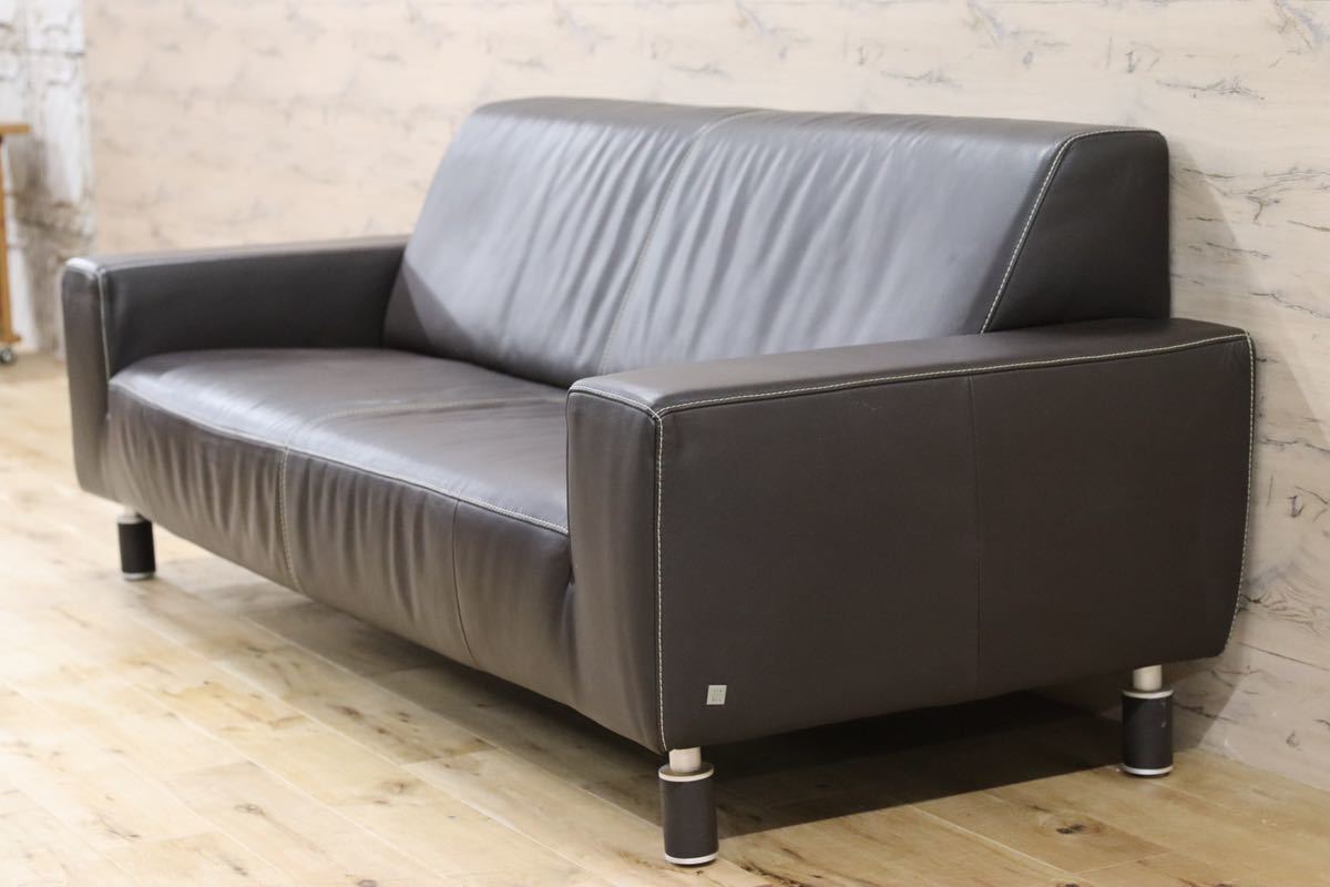 GMFK598○Gallery-M / ギャラリーエム 3人掛けソファ トリプルソファ ドイツ 本革 ACTUS アクタス 高級 モダン ダークブラウン 約35万