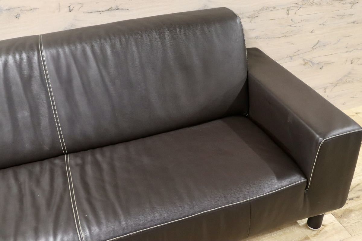 GMFK598○Gallery-M / ギャラリーエム 3人掛けソファ トリプルソファ ドイツ 本革 ACTUS アクタス 高級 モダン ダークブラウン 約35万