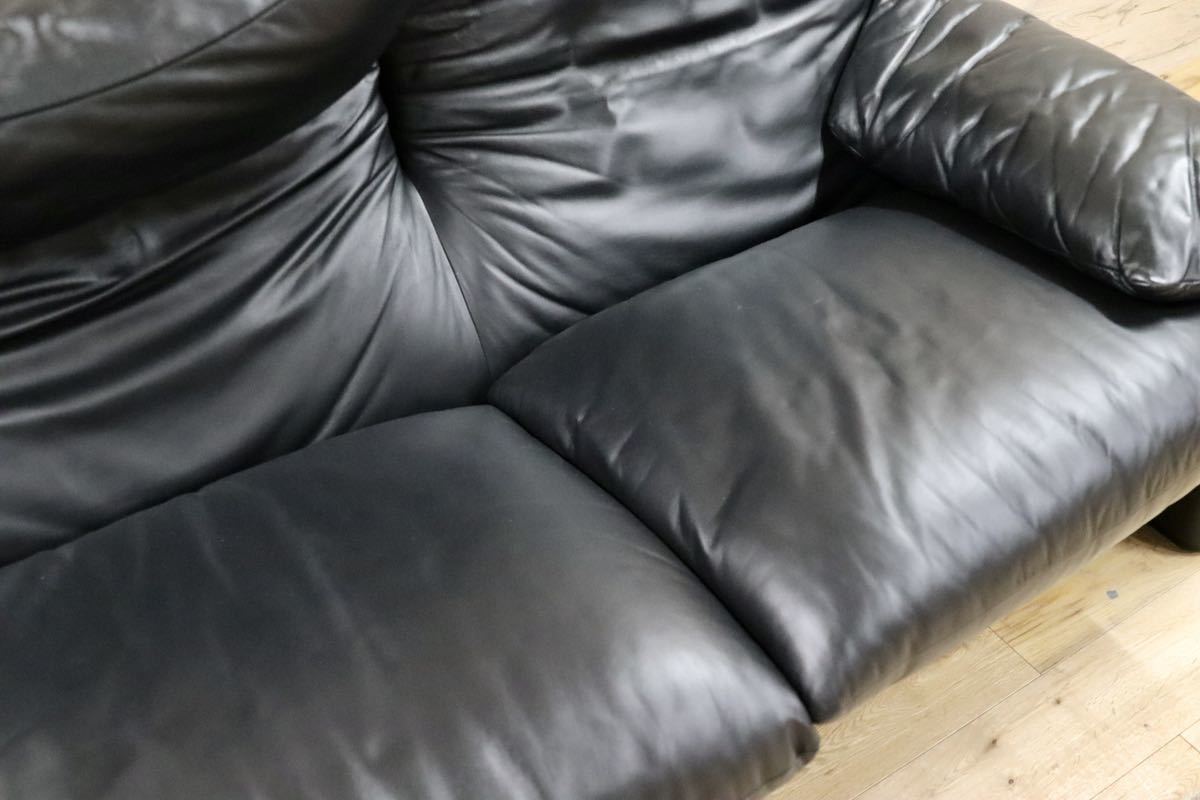 GMFN167○Cassina / カッシーナ 675 MARALUNGA マラルンガ 3人掛けソファ トリプルソファ 本革 ヴィコ・マジストレッティ 定価約215万 美品