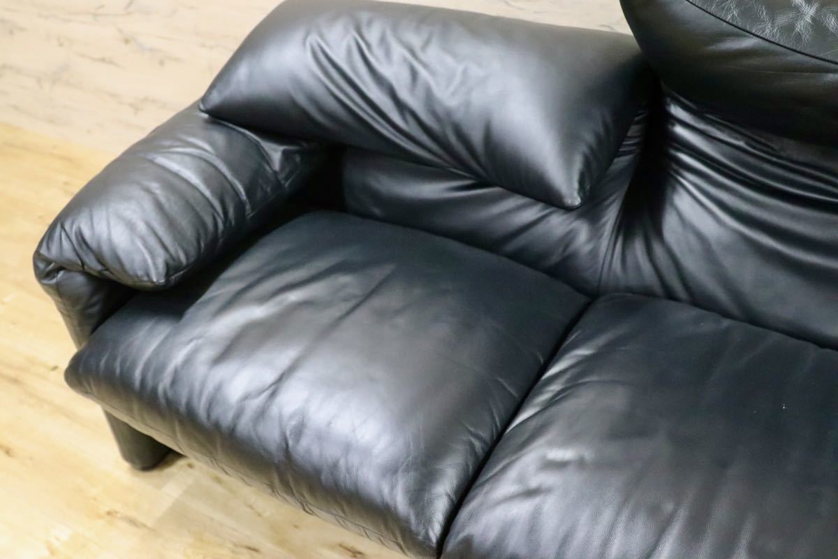 GMFN167○Cassina / カッシーナ 675 MARALUNGA マラルンガ 3人掛けソファ トリプルソファ 本革 ヴィコ・マジストレッティ 定価約215万 美品
