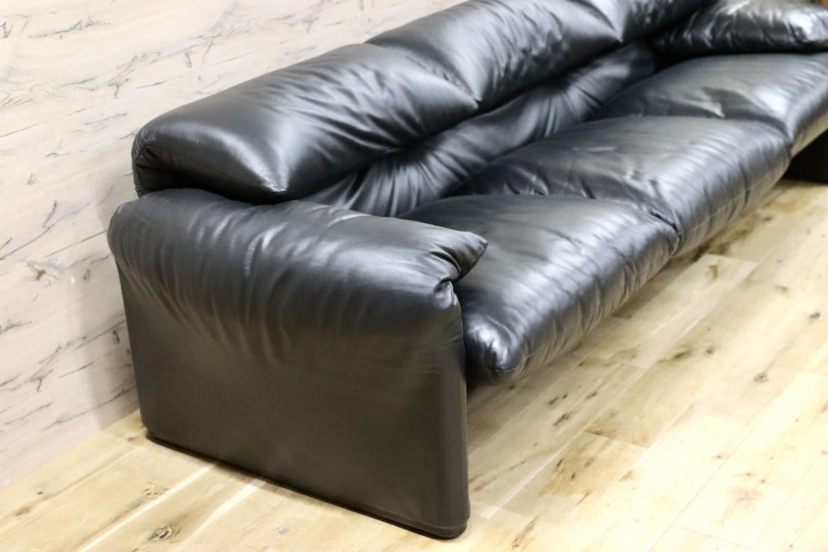 GMFN167○Cassina / カッシーナ 675 MARALUNGA マラルンガ 3人掛けソファ トリプルソファ 本革 ヴィコ・マジストレッティ 定価約215万 美品