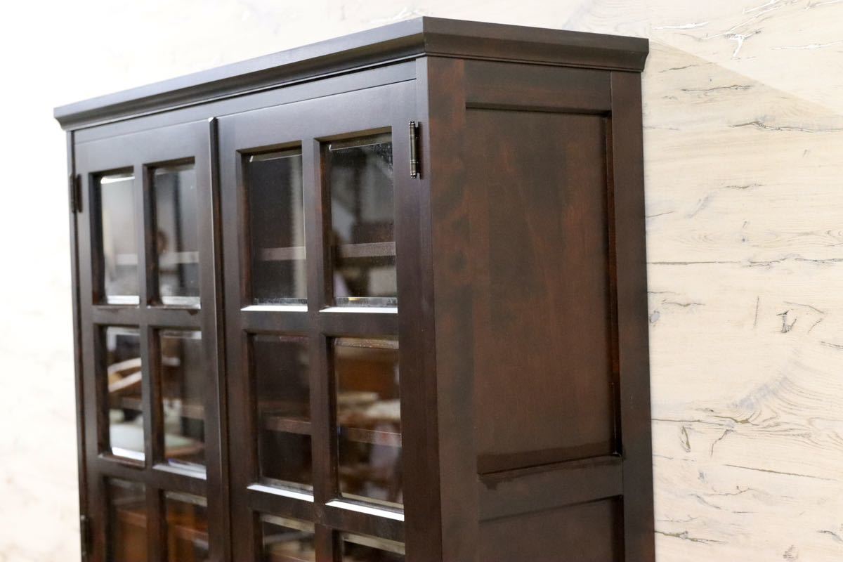 GMFK632○北海道民芸家具 本棚 本箱 キャビネット 飾り棚 食器棚 水屋棚 樺材 和家具 和モダン 定価約35万 美品