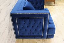 GMFK520○Meridian Furniture / メディリアンファニチャー ベルベットソファ ブルー 1人掛けソファ ラウンジチェア 定価23.6万 短期展示品