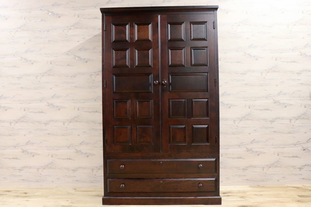 GMFK632○北海道民芸家具 クラレインテリア ワードローブ クローゼット 洋服タンス 整理箪笥 樺材 古民家 和室 アンティーク 定価約58万