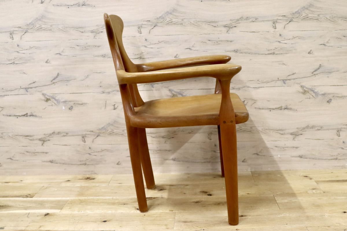 GMFK364A○松本泉 工房家具 アームチェア 椅子 桜材 デザイナーズ インテリア 希少 ヴィンテージ 木工品 検)飛騨家具 ACTUS 北欧
