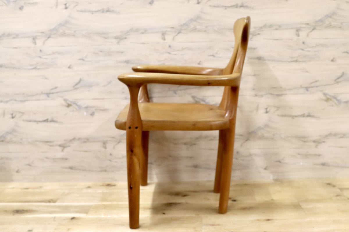 GMFK364A○松本泉 工房家具 アームチェア 椅子 桜材 デザイナーズ インテリア 希少 ヴィンテージ 木工品 検)飛騨家具 ACTUS 北欧