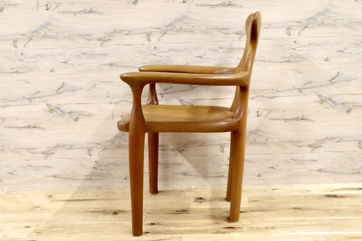 GMFK364B○松本泉 工房家具 アームチェア 椅子 桜材 デザイナーズ インテリア 希少 ヴィンテージ 木工品 検)飛騨家具 ACTUS 北欧