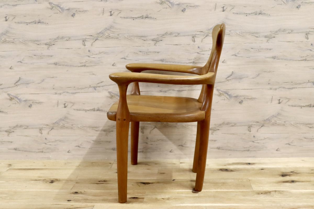 GMFK364D○松本泉 工房家具 アームチェア 椅子 桜材 デザイナーズ インテリア 希少 ヴィンテージ 木工品 検)飛騨家具 ACTUS 北欧