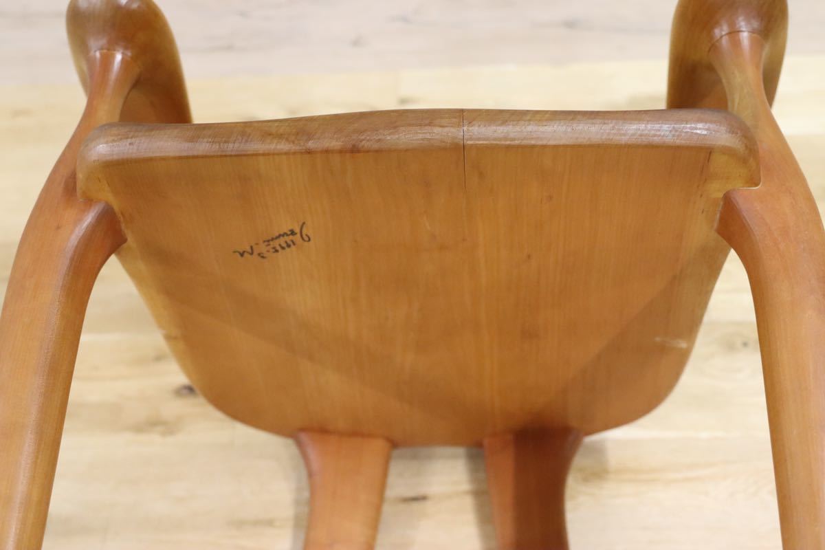 GMFK364D○松本泉 工房家具 アームチェア 椅子 桜材 デザイナーズ インテリア 希少 ヴィンテージ 木工品 検)飛騨家具 ACTUS 北欧