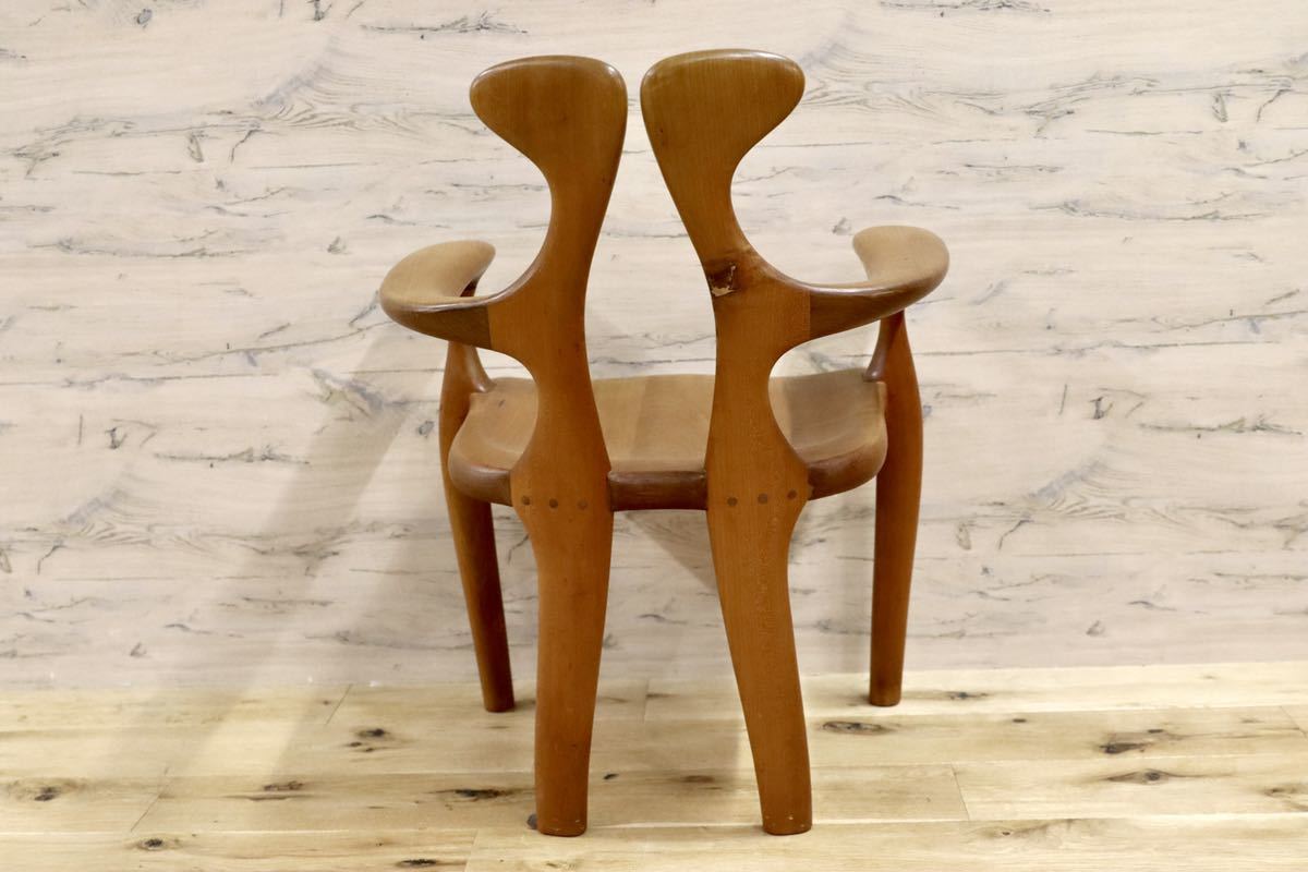 GMFK364D○松本泉 工房家具 アームチェア 椅子 桜材 デザイナーズ インテリア 希少 ヴィンテージ 木工品 検)飛騨家具 ACTUS 北欧