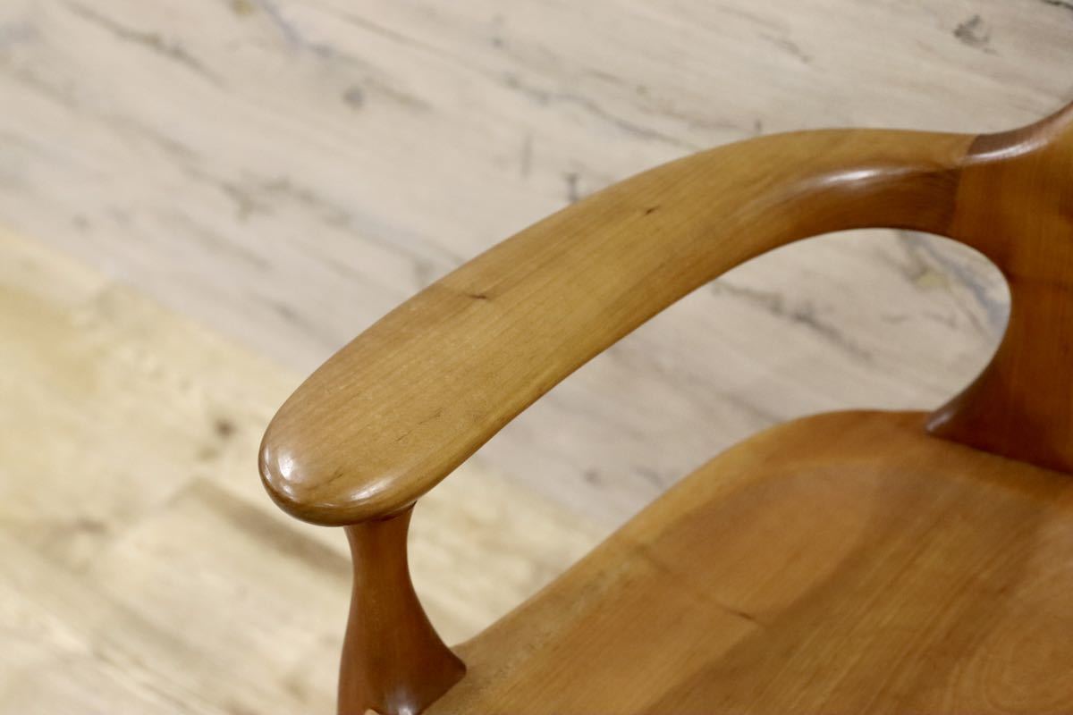 GMFK364D○松本泉 工房家具 アームチェア 椅子 桜材 デザイナーズ インテリア 希少 ヴィンテージ 木工品 検)飛騨家具 ACTUS 北欧