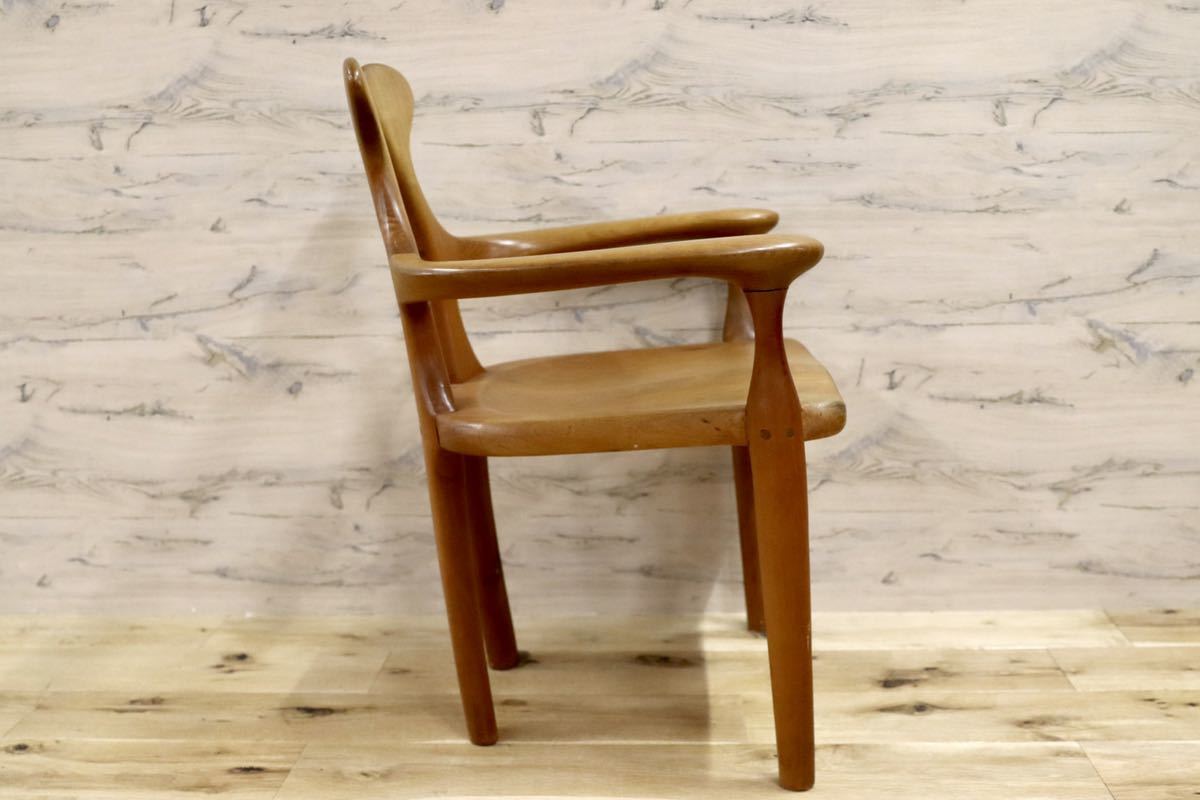 GMFK364D○松本泉 工房家具 アームチェア 椅子 桜材 デザイナーズ インテリア 希少 ヴィンテージ 木工品 検)飛騨家具 ACTUS 北欧