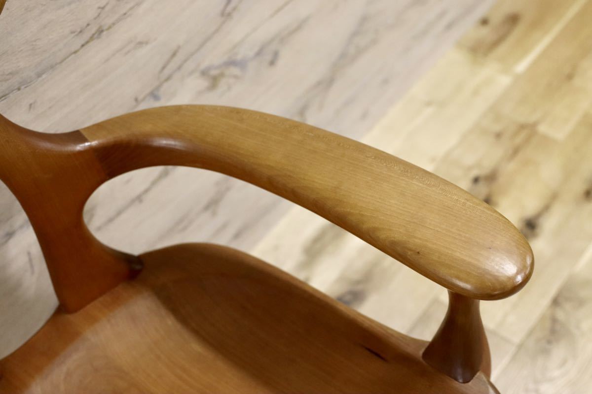 GMFK364D○松本泉 工房家具 アームチェア 椅子 桜材 デザイナーズ インテリア 希少 ヴィンテージ 木工品 検)飛騨家具 ACTUS 北欧