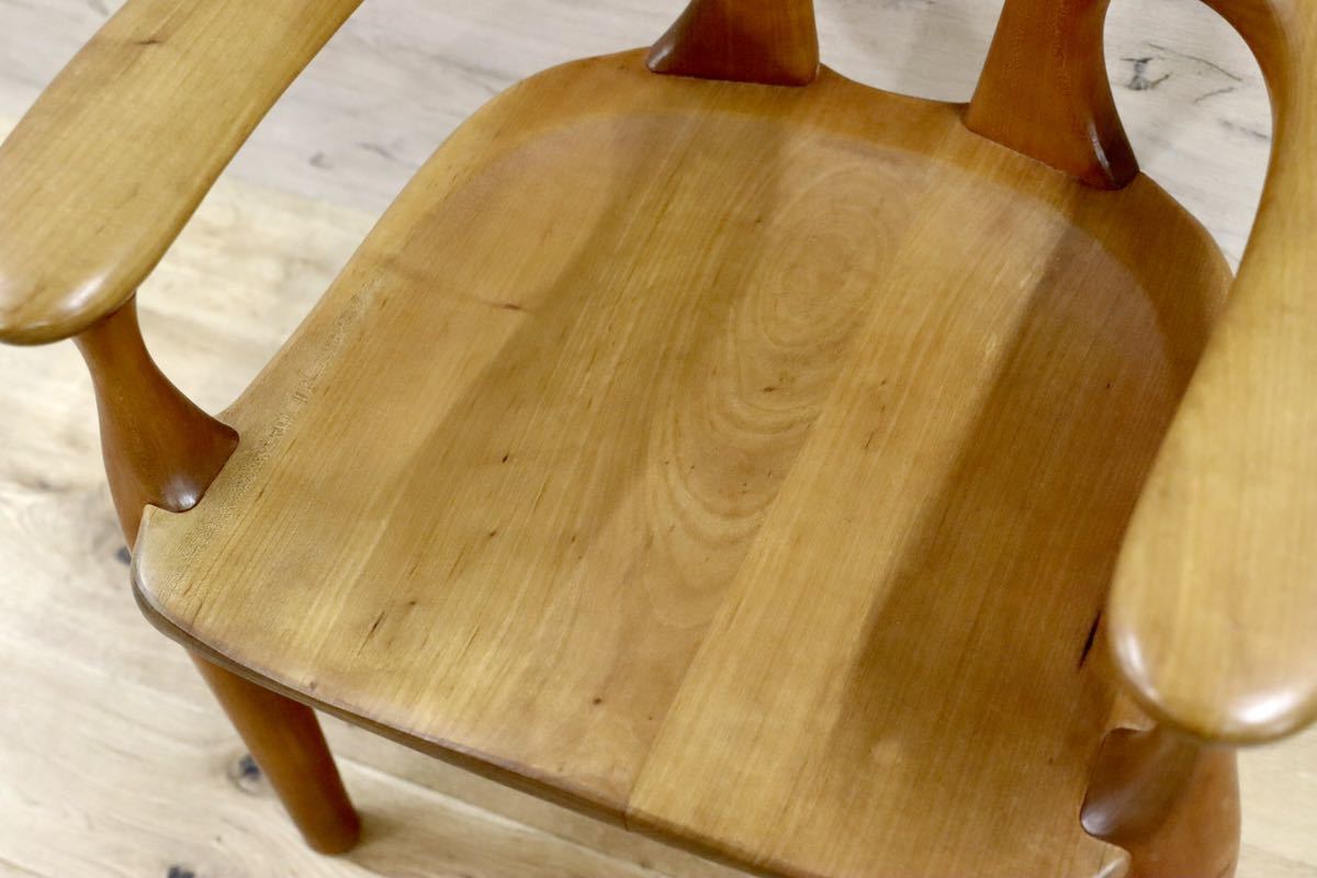 GMFK364D○松本泉 工房家具 アームチェア 椅子 桜材 デザイナーズ インテリア 希少 ヴィンテージ 木工品 検)飛騨家具 ACTUS 北欧