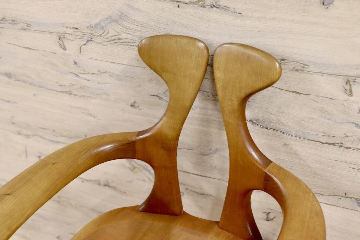 GMFK364D○松本泉 工房家具 アームチェア 椅子 桜材 デザイナーズ インテリア 希少 ヴィンテージ 木工品 検)飛騨家具 ACTUS 北欧