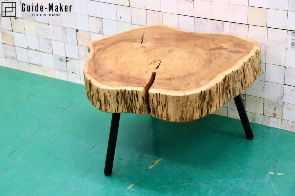 GMFT367○アカシア材 天然木 一枚板 輪切り ローテーブル サイドテーブル ちゃぶ台 花台 コーヒーテーブル 重厚