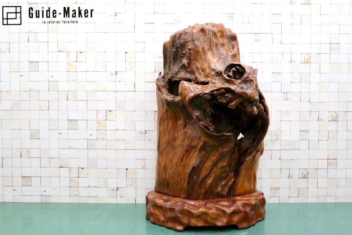 GMFS276○世界遺産屋久杉 無垢 一枚板 衝立 オブジェ 置物 玄関 和室 座敷 伝統工芸 うるし塗り 希少 重厚 定価約400万