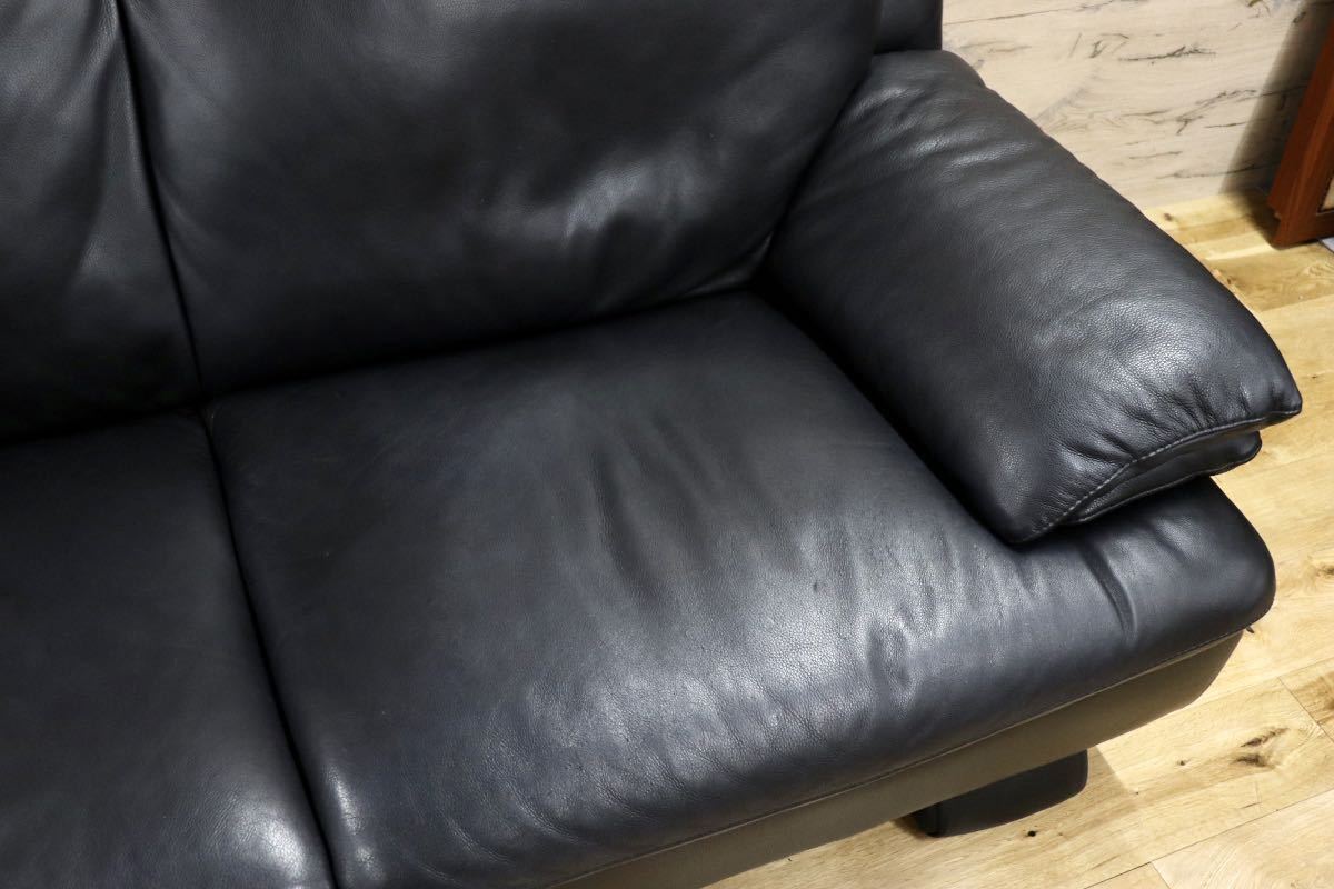 GMFN233○Natuzzi / ナツッジ EDITIONS レザーエディションズ 3人掛けソファ トリプルソファ 長椅子 総革 イタリア モダン ブラック
