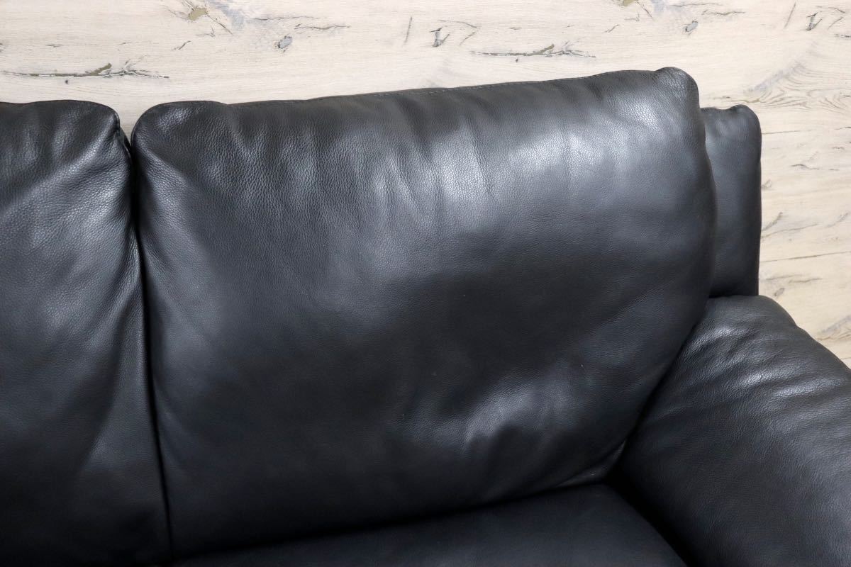 GMFN233○Natuzzi / ナツッジ EDITIONS レザーエディションズ 3人掛けソファ トリプルソファ 長椅子 総革 イタリア モダン ブラック