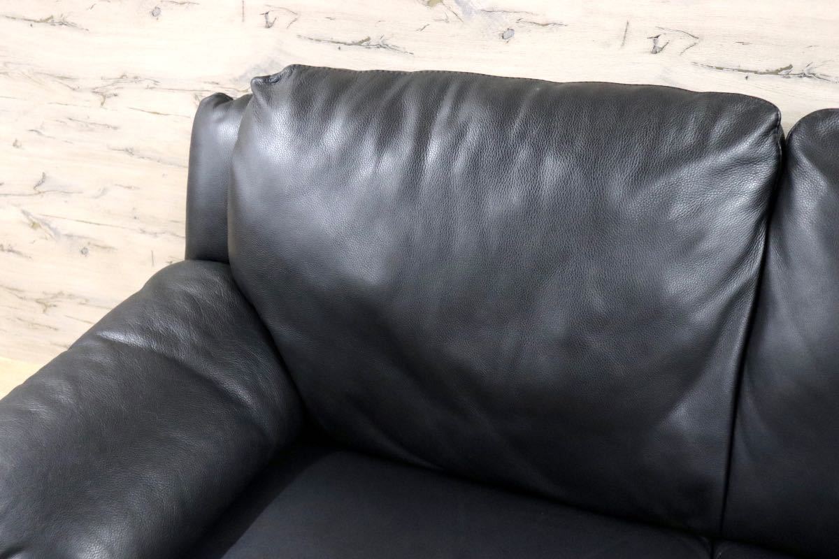 GMFN233○Natuzzi / ナツッジ EDITIONS レザーエディションズ 3人掛けソファ トリプルソファ 長椅子 総革 イタリア モダン ブラック