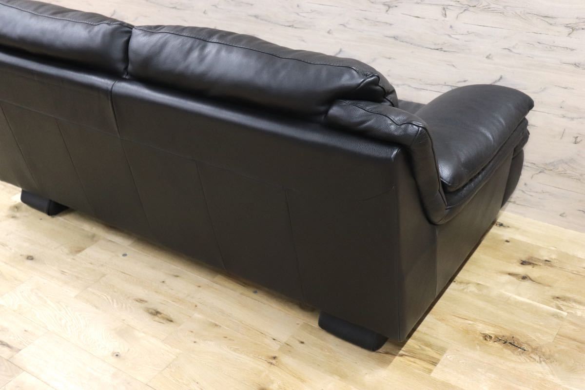 GMFN233○Natuzzi / ナツッジ EDITIONS レザーエディションズ 3人掛けソファ トリプルソファ 長椅子 総革 イタリア モダン ブラック