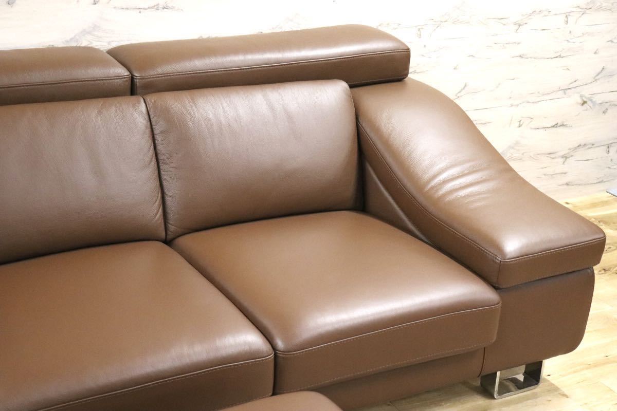 GMFN251○KELVIN GIORMANI / ケルビンジョルマーニ Luxury Sofas ラグジュアリーソファ 2人掛けソファ オットマン 総革 ブラウン 展示品