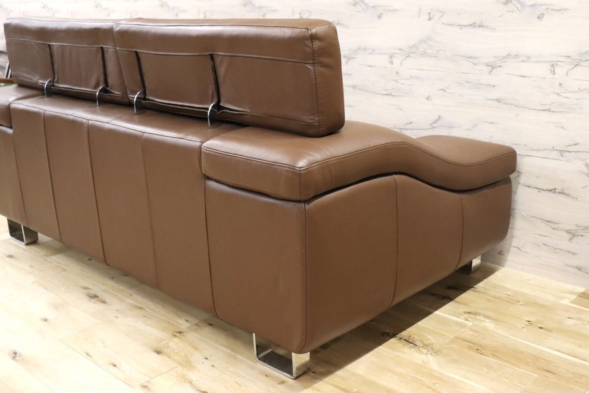 GMFN251○KELVIN GIORMANI / ケルビンジョルマーニ Luxury Sofas ラグジュアリーソファ 2人掛けソファ オットマン 総革 ブラウン 展示品