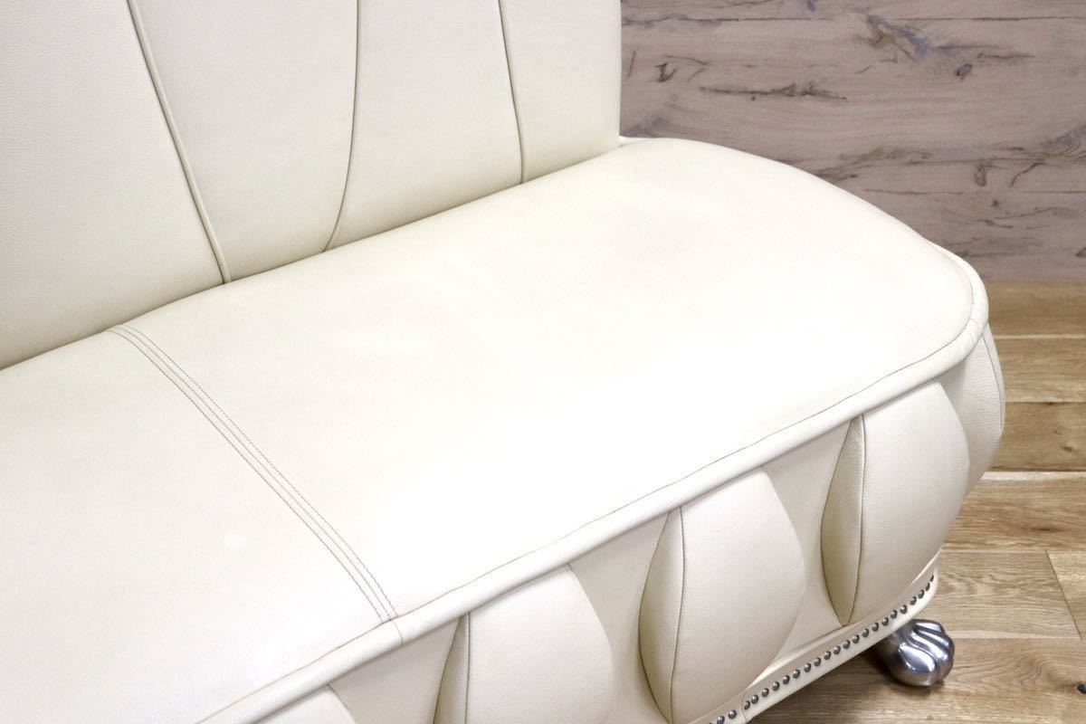 GMFH306○Bretz / ブレッツ 2人掛けソファ ラブソファ 長椅子 ハイバック ユーロカーサ取扱い 総革 アイボリー 鋲打 ドイツ 最高級 希少