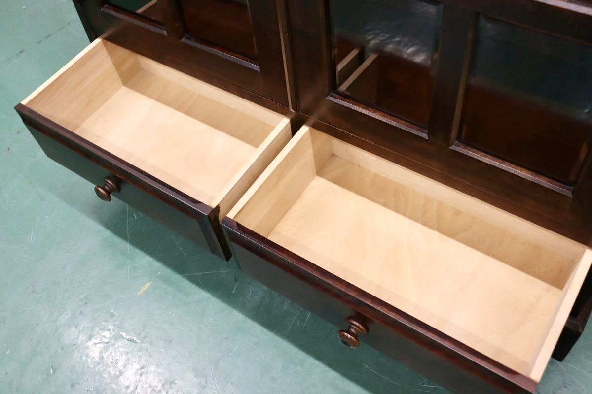 GMFS293○北海道民芸家具 本棚 本箱 キャビネット 飾り棚 食器棚 水屋棚 収納家具 樺材 和家具 和室 レトロ 和モダン 定価約35万